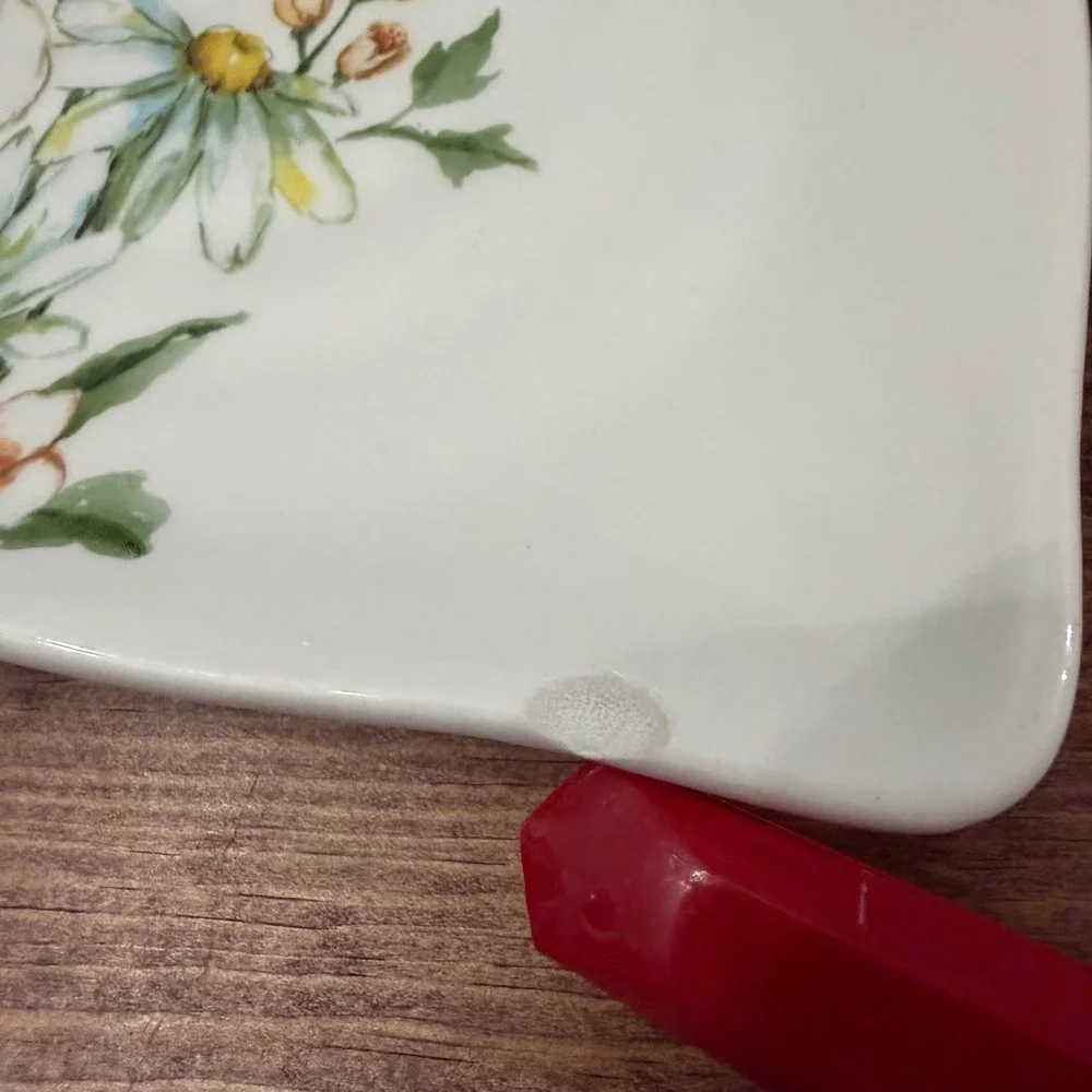 Maxcera Spring Collection Square Floral Plate Butterfly Daffodils Daisy 8.5